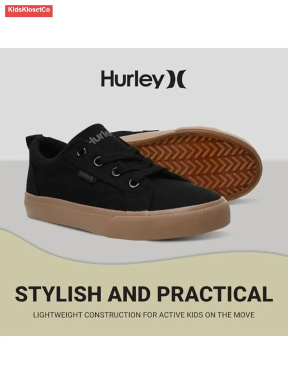 Kids Canvas Skate Shoes with No Tie Laces, Vulcanized Rubber Sole